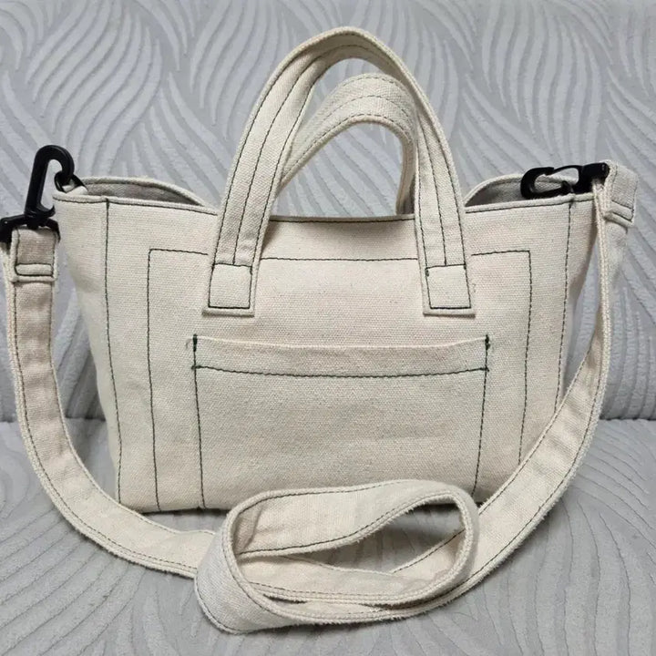 [BUNJANG] JILLSTUART Ivory Canvas Tote Bag / 질스튜어트 아이보리 캔버스 토트백