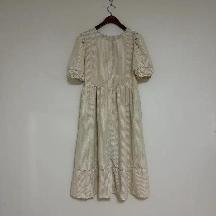 [BUNJANG] Puff Sleeve Striped Dress - New Condition / 퍼프소매 슬리브 스프라이트원피스 <새옷컨디션