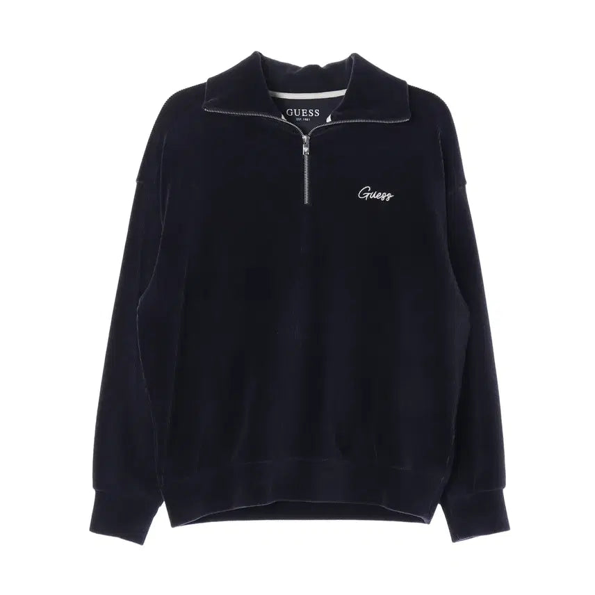 [BUNJANG] Guess 24FW Half-Zip Corduroy Collar Sweatshirt / 게스 24FW 하프집업 코듀로이 카라 스웨트셔츠 맨투맨