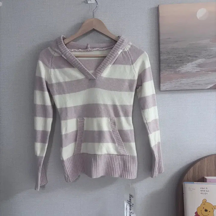 [BUNJANG] Strawberry Milk Knit Hoodie / (새상품)딸기우유색 딱붙 니트 후드티