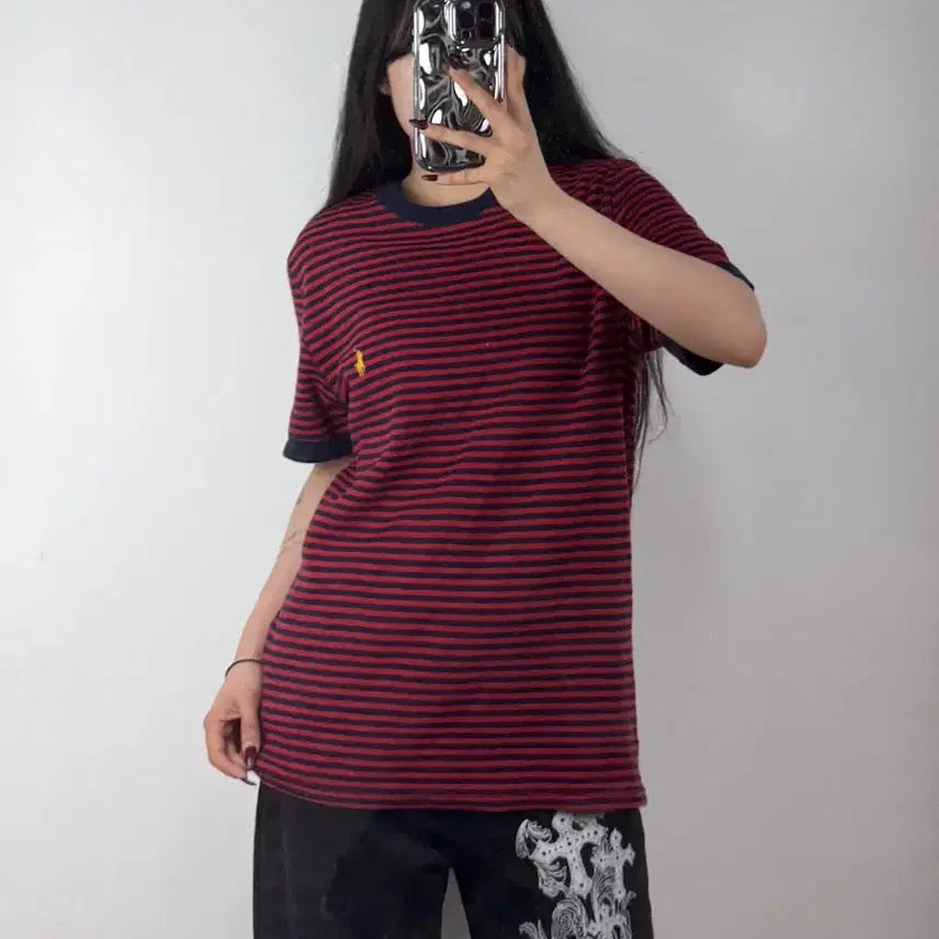[BUNJANG] Polo Ralph Lauren Striped Short Sleeve T-Shirt / 폴로 랄프로렌 스트라이프 반팔 티셔츠 E115