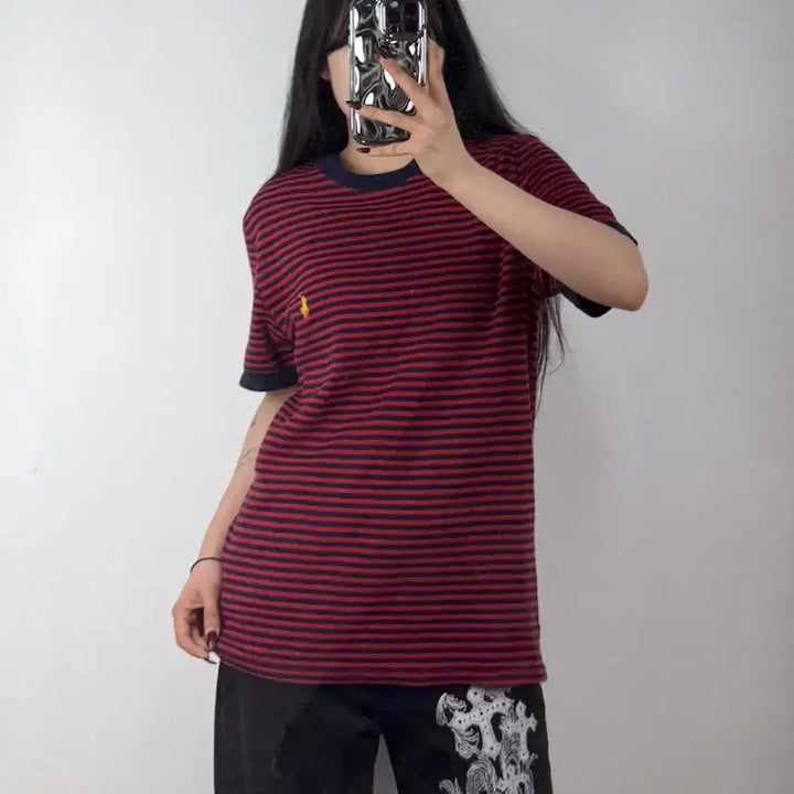 [BUNJANG] Polo Ralph Lauren Striped Short Sleeve T-Shirt / 폴로 랄프로렌 스트라이프 반팔 티셔츠 E115