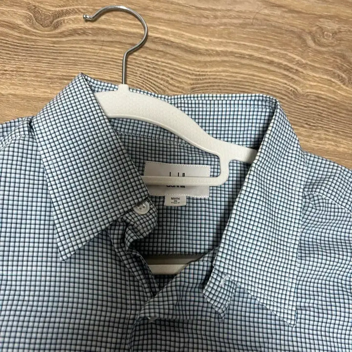 [BUNJANG] Dunhill Vintage Round Label Check Cropped Shirt / 던힐 빈티지 라운드랩 크롭 체크 셔츠
