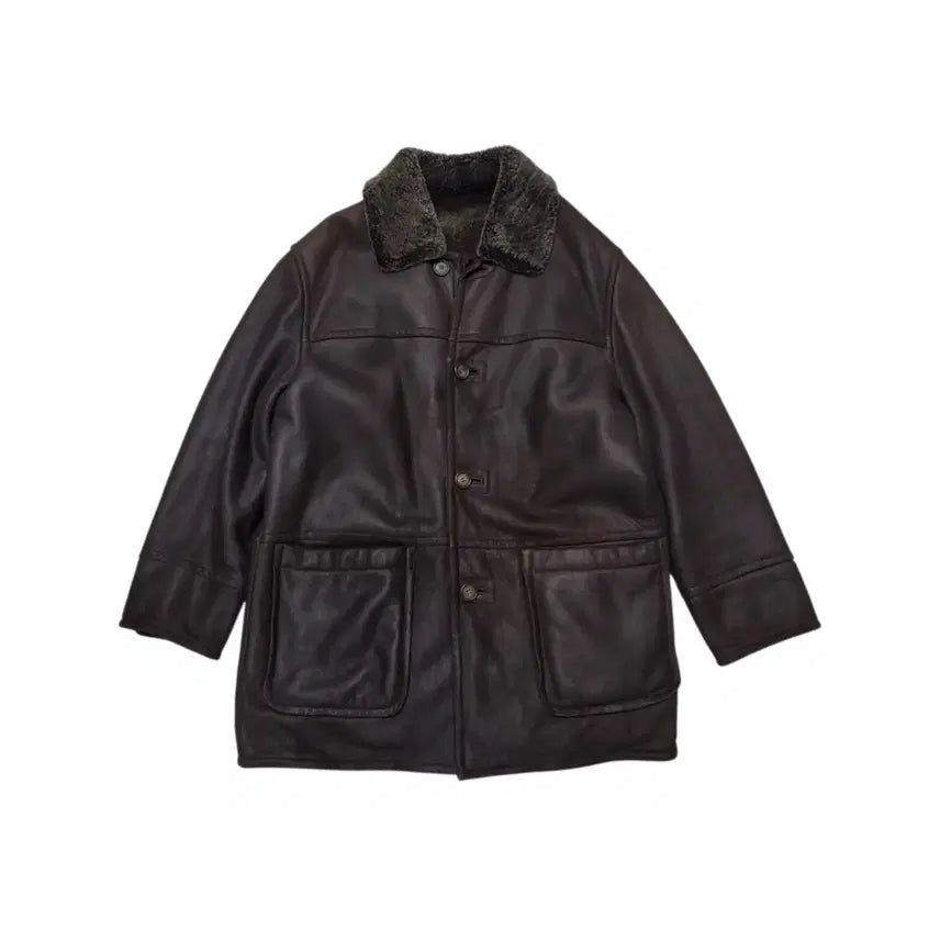 [BUNJANG] SORGENTE Vintage Sheepskin Shearling Car Coat / SORGENTE 소르젠떼 빈티지 양가죽 무스탕 카코트