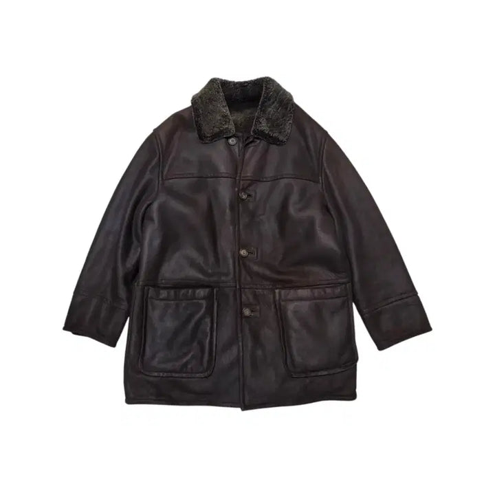 [BUNJANG] SORGENTE Vintage Sheepskin Shearling Car Coat / SORGENTE 소르젠떼 빈티지 양가죽 무스탕 카코트