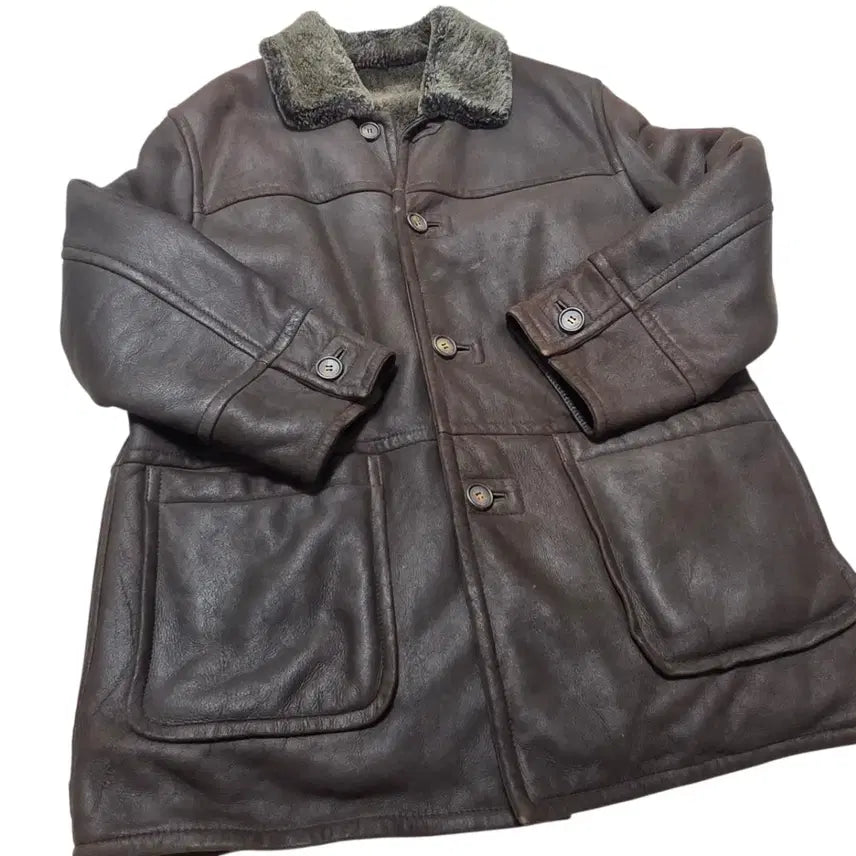 [BUNJANG] SORGENTE Vintage Sheepskin Shearling Car Coat / SORGENTE 소르젠떼 빈티지 양가죽 무스탕 카코트