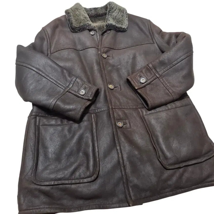 [BUNJANG] SORGENTE Vintage Sheepskin Shearling Car Coat / SORGENTE 소르젠떼 빈티지 양가죽 무스탕 카코트