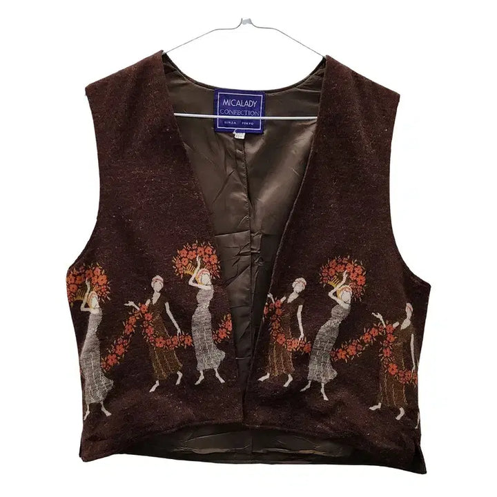 [BUNJANG] MICALADY Vintage Brown Knit Vest / MICALADY 빈티지 앤틱 브라운 니트 조끼