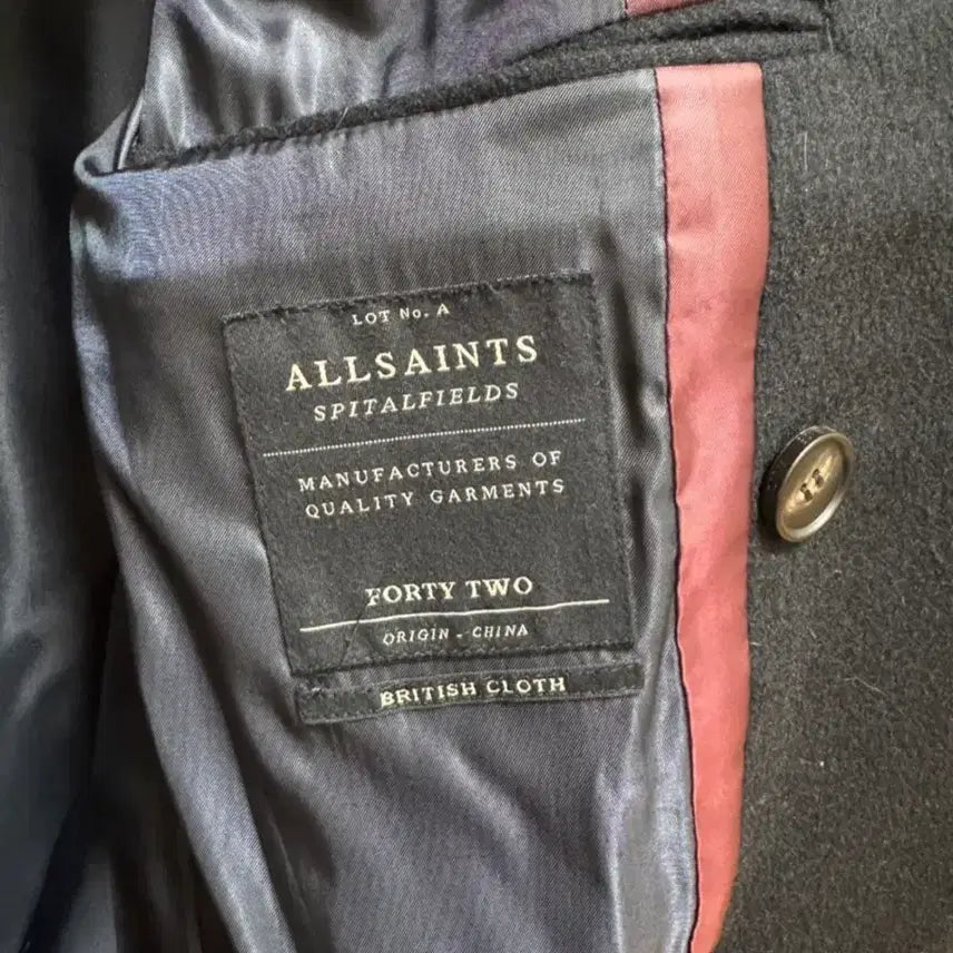 [BUNJANG] AllSaints Double-Breasted Cashmere Blend Coat / 올세인츠 캐시미어 더블코트