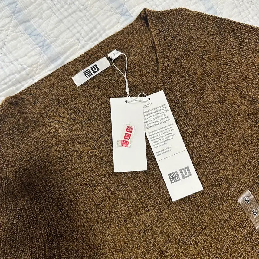 [BUNJANG] Uniqlo U U-Neck Knit Sweater (Brown, L) / 유니클로 U 니트 브라운 L