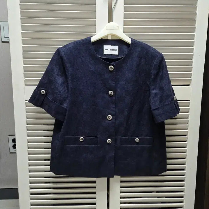 [BUNJANG] Karl Lagerfeld Silk Blend Tweed Short Sleeve Jacket / 칼라거펠트  마혼방 트위드 반팔자켓