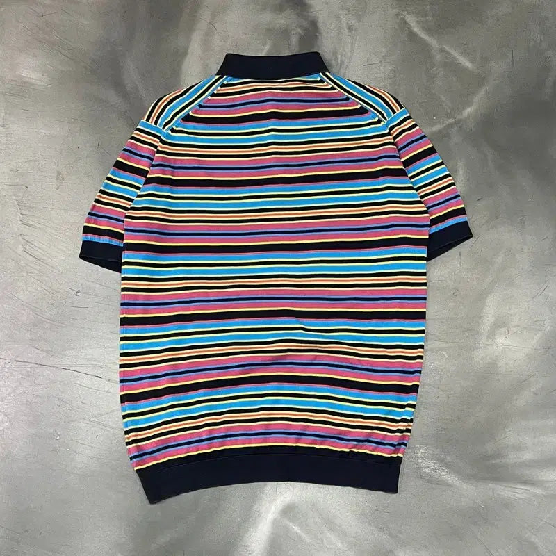 [BUNJANG] John Smedley Stripe Half Collar T-Shirt / 존 스메들리 스트라이프 하프 카라티 y16516