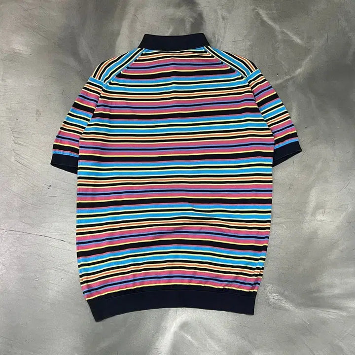 [BUNJANG] John Smedley Stripe Half Collar T-Shirt / 존 스메들리 스트라이프 하프 카라티 y16516