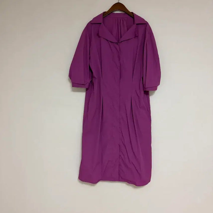 [BUNJANG] Purple Puff Sleeve Boxy Fit Midi Dress / 퍼프소매 박시 스판면원피스 <새옷컨디션