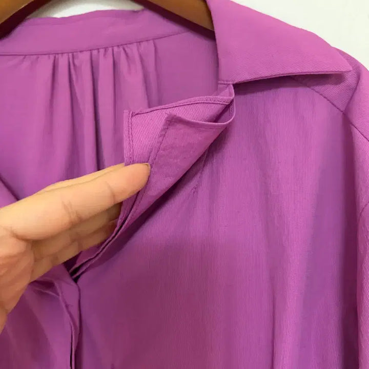[BUNJANG] Purple Puff Sleeve Boxy Fit Midi Dress / 퍼프소매 박시 스판면원피스 <새옷컨디션