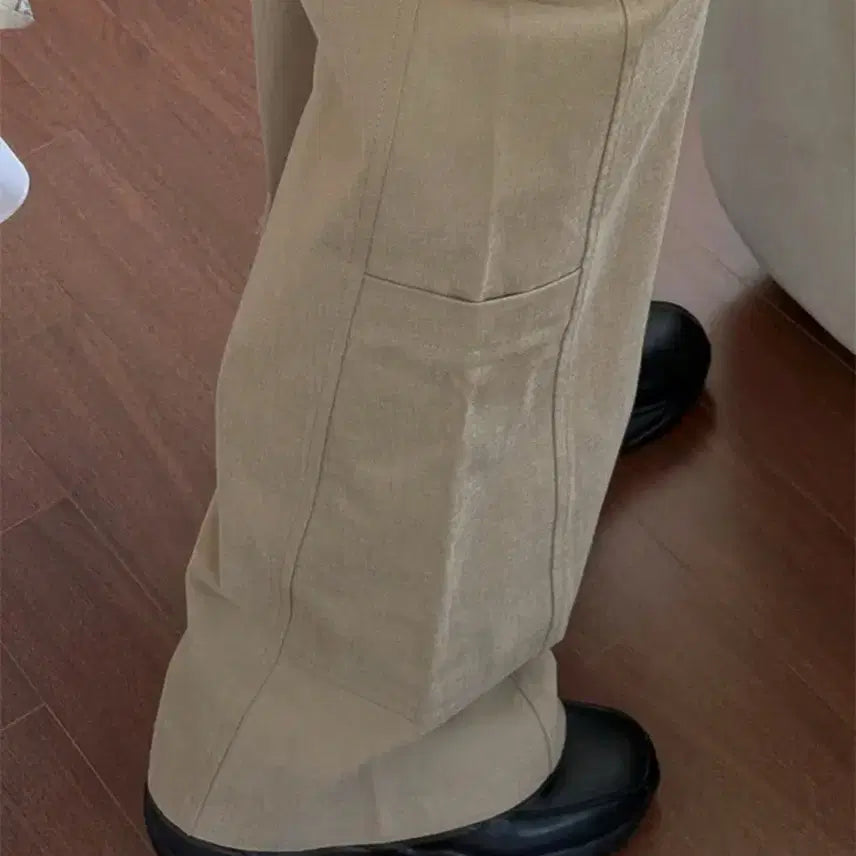 [BUNJANG] Crème Rosette Panel Pants Beige Size M / 크렘므 로시테 절개 팬츠 베이지 m사이즈