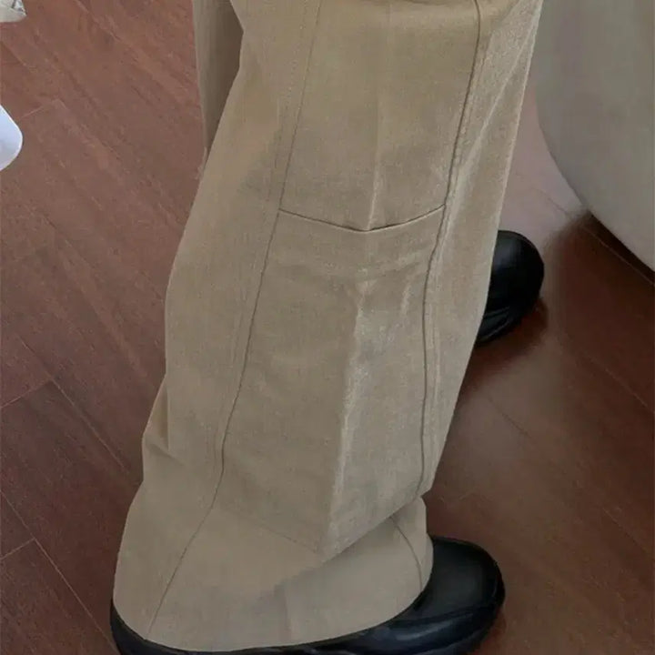 [BUNJANG] Crème Rosette Panel Pants Beige Size M / 크렘므 로시테 절개 팬츠 베이지 m사이즈