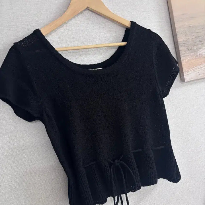 [BUNJANG] Knit Short Sleeve Top with Waist Tie / (새상품)허리끈 여름 니트반팔