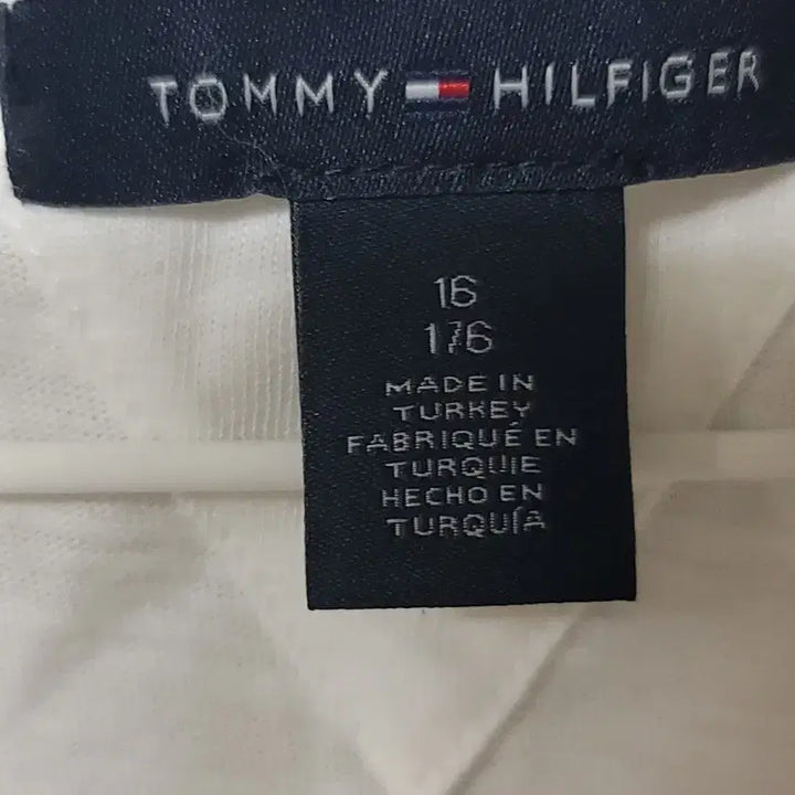 [BUNJANG] Tommy Hilfiger White Sequin Stripe Short Sleeve T-Shirt / 타미힐피거 화이트 스팽글 스트라이프 반팔티80~85