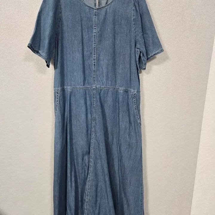 [BUNJANG] Denim Short-Sleeve Long Dress (Size 55-66) / 청 데님 반팔 롱 원피스 55~66