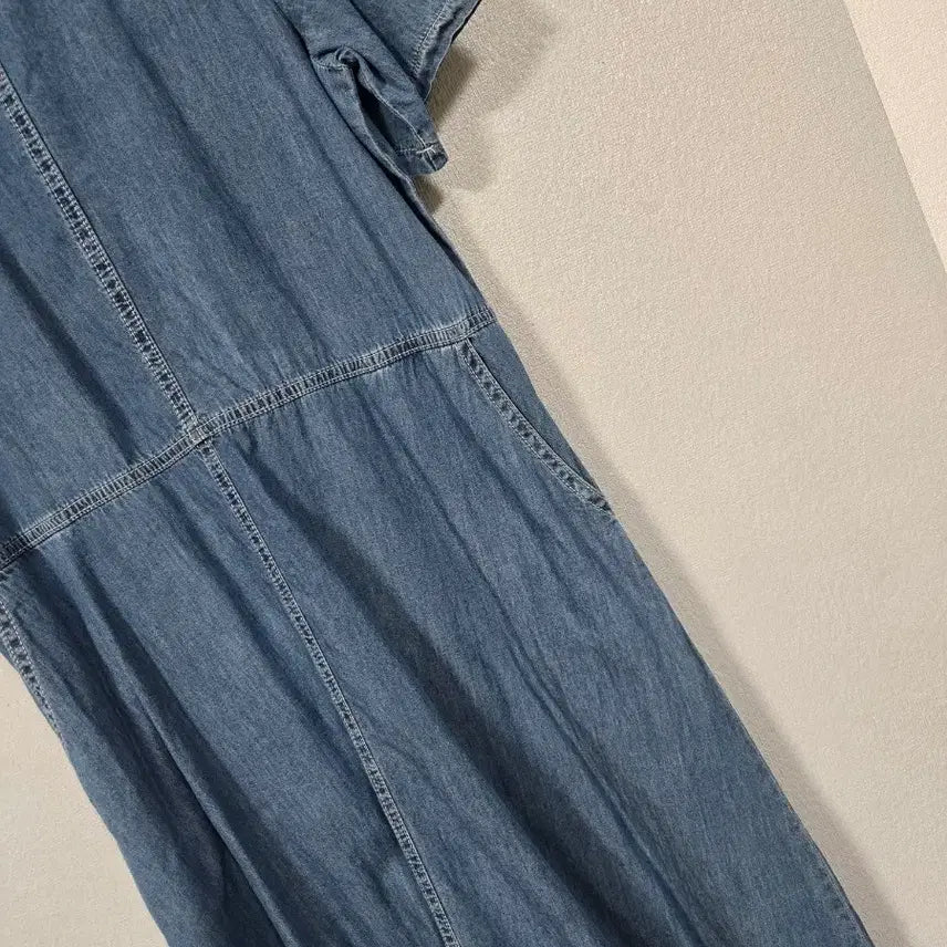 [BUNJANG] Denim Short-Sleeve Long Dress (Size 55-66) / 청 데님 반팔 롱 원피스 55~66