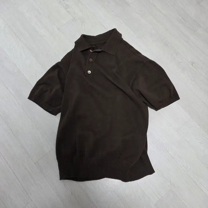[BUNJANG] Youth Organic Cotton Short Sleeve Collar Knit Brown / youth 유스 오가닉 코튼 반팔 카라 니트 브라운