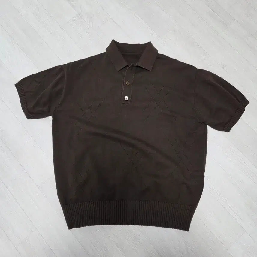 [BUNJANG] Youth Organic Cotton Short Sleeve Collar Knit Brown / youth 유스 오가닉 코튼 반팔 카라 니트 브라운