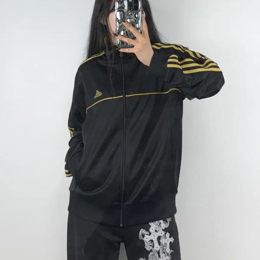 [BUNJANG] Adidas 3-Stripes Track Top Black Yellow / 아디다스 삼선 트랙탑 블랙 옐로우 E120