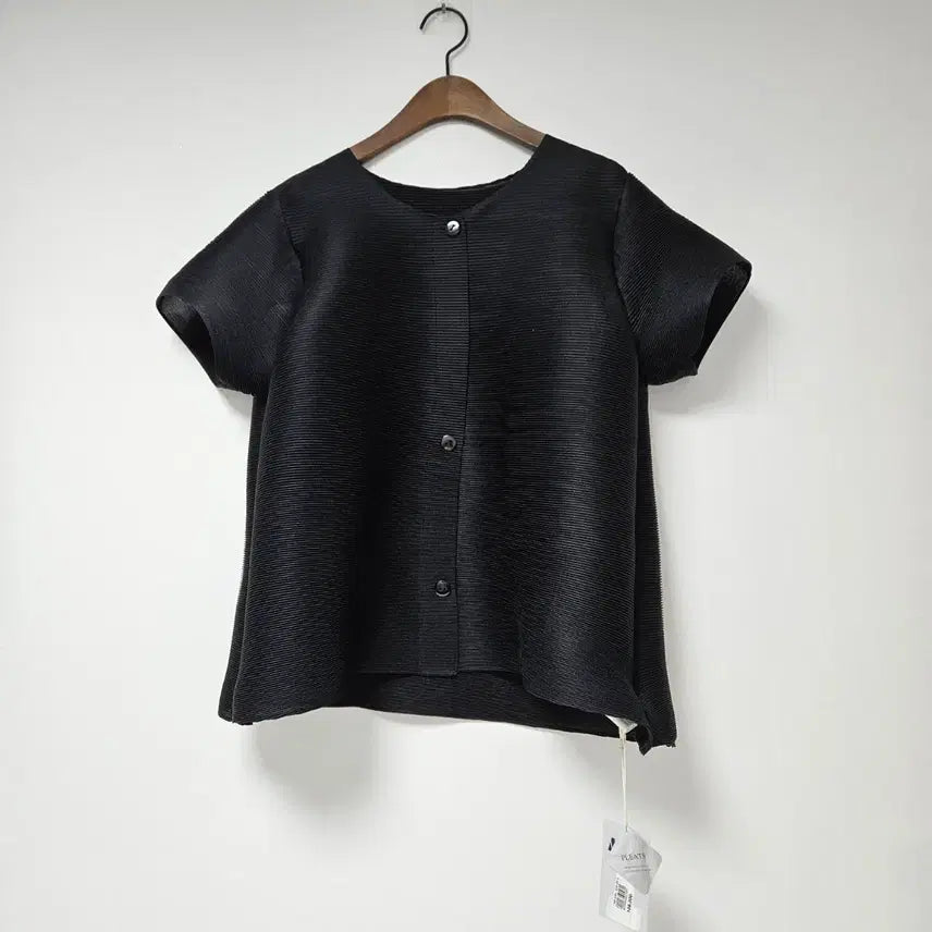 [BUNJANG] MJ Pleats Black Short-Sleeve Blouse / 새상품) MJ 플리츠 블랙 반팔 블라우스