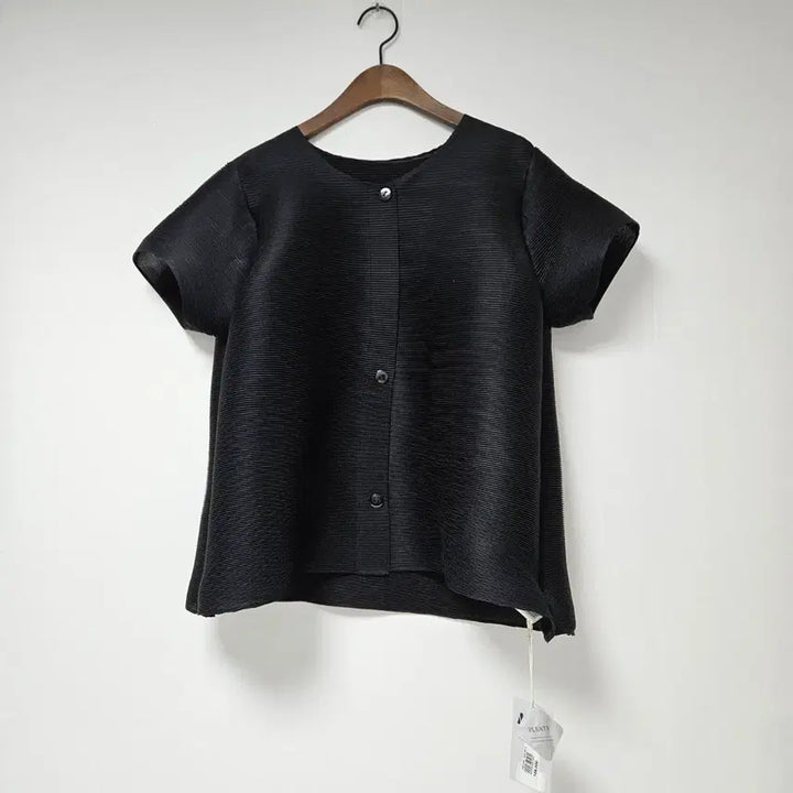 [BUNJANG] MJ Pleats Black Short-Sleeve Blouse / 새상품) MJ 플리츠 블랙 반팔 블라우스