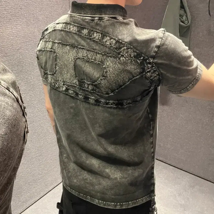 [BUNJANG] DIESEL Denim Effect Jersey Polo T-Shirt / DIESEL 디젤 데님 이펙트 저지 폴로 티셔츠