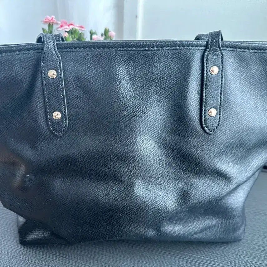 [BUNJANG] Coach Black Leather Shopper Tote Bag / 코치 블랙 레더 쇼퍼백 토트백