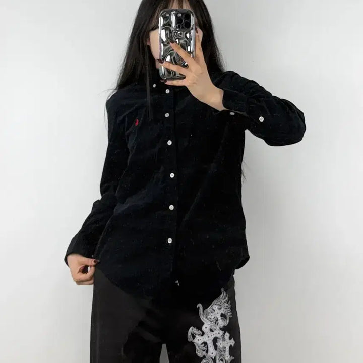 [BUNJANG] Polo Ralph Lauren Elbow Patch Shirt Black Red Pony L / 폴로 엘보패치 셔츠 블랙 레드포니 E121