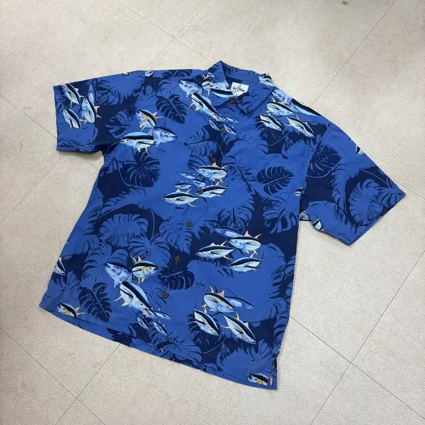 [BUNJANG] Guy Harvey Fish Print Short Sleeve Shirt / Guy Harvey 물고기 프린트 반팔 셔츠