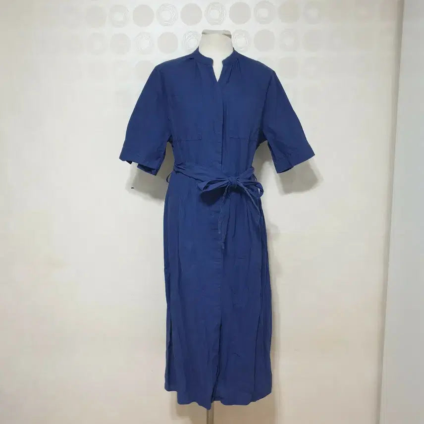 [BUNJANG] Linen Blend Long Dress Navy / 린넨원피스66/롱원피스66/원피스66/네이비원피스66