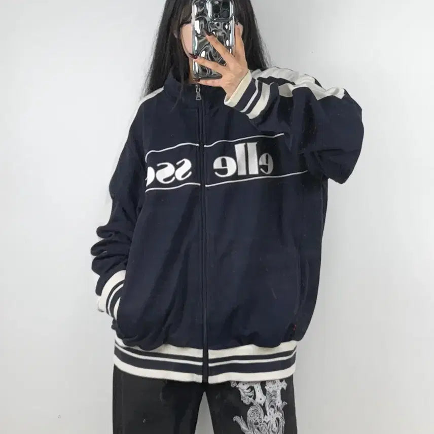 [BUNJANG] ellesse Big Logo Track Jacket Navy E122 Size 105 / 엘레쎄 빅로고 트랙자켓 네이비 E122