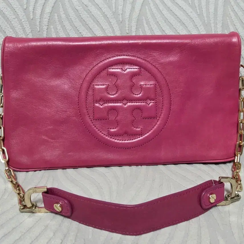 [BUNJANG] Tory Burch Pink Leather Chain Shoulder Bag / 토리버치 핑크 레더 체인 숄더백