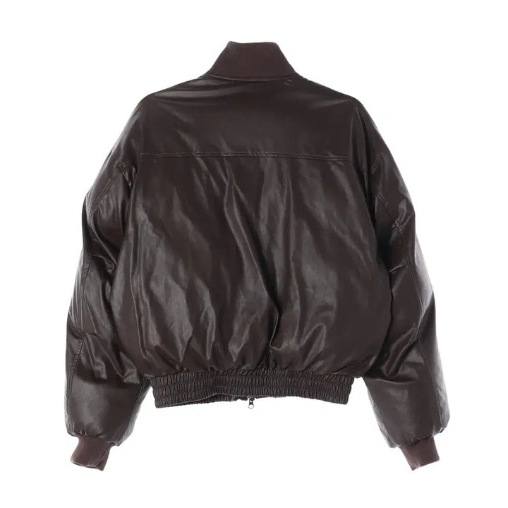 [BUNJANG] Second Monologue 24FW Leather Turtleneck Bomber Padded Jacket / 세컨모놀로그 24FW 레더 터틀넥 봄버 패디드 재킷