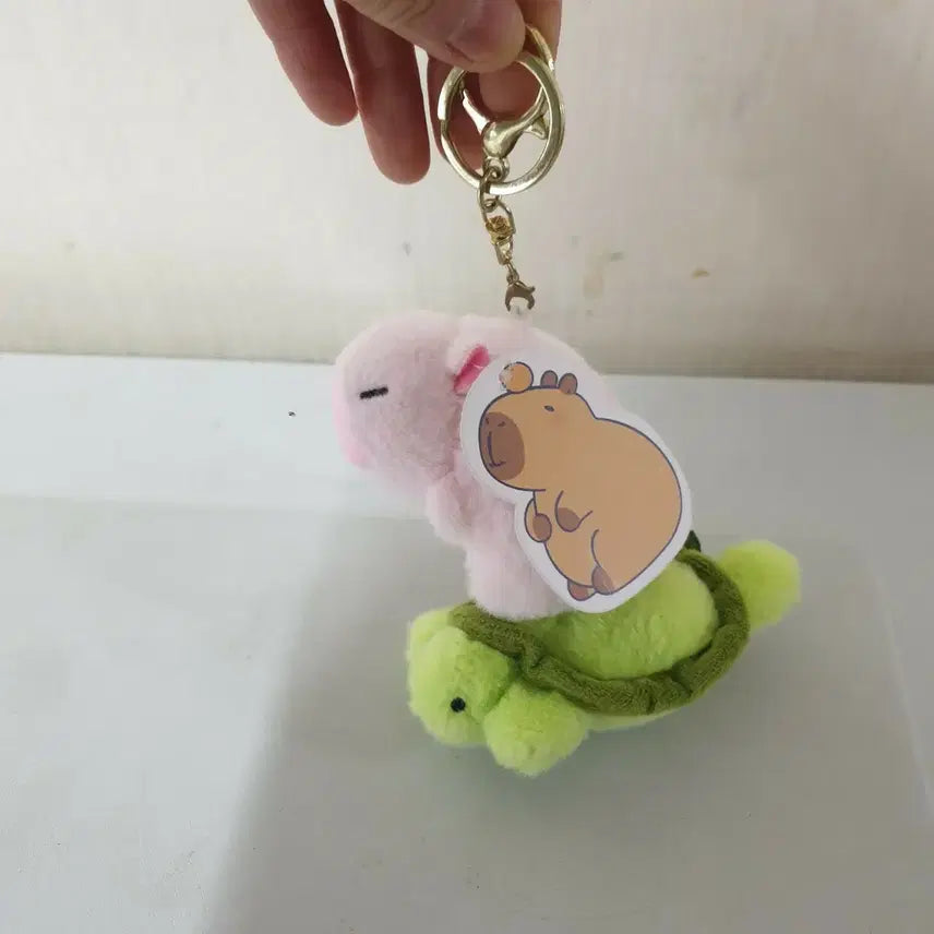 [BUNJANG] Capybara Riding Turtle Keychain Plush / 새것 카피바라키링 거북이를 탄 카피바라 키링 인형