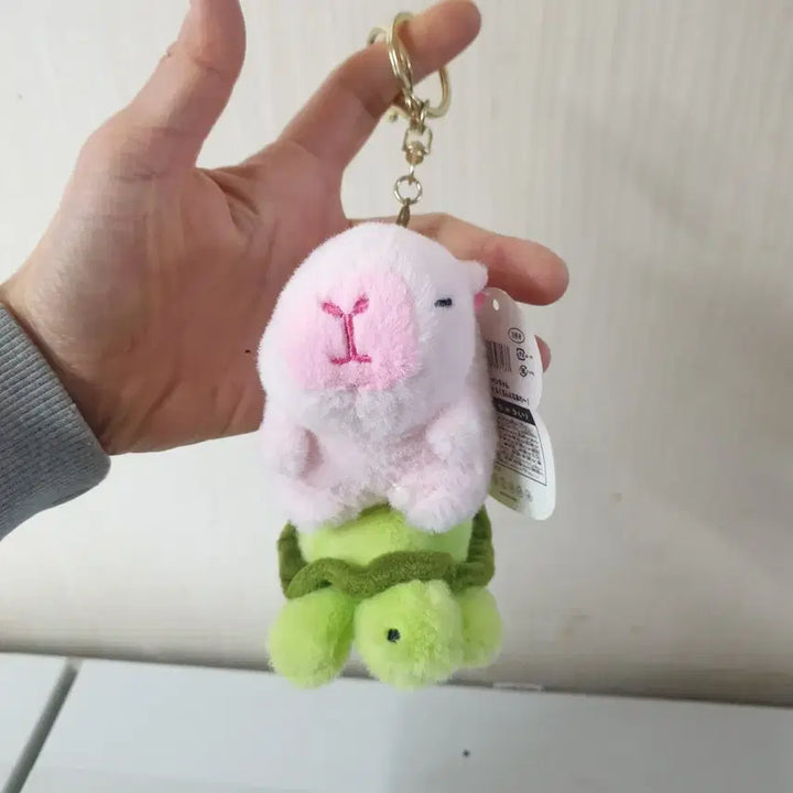 [BUNJANG] Capybara Riding Turtle Keychain Plush / 새것 카피바라키링 거북이를 탄 카피바라 키링 인형