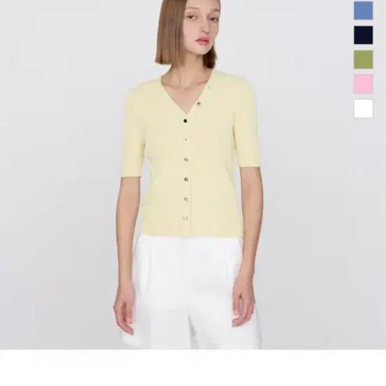 [BUNJANG] LIST V-Neck Knit T-Shirt Yellow Size 55 / 리스트 LIST 반팔 브이넥 니트티 55사이즈 옐로우