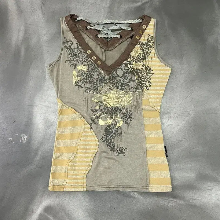 [BUNJANG] Oz Angelo Print Sleeveless Top / 오즈 안젤로 프린트 슬리브리스 y16518