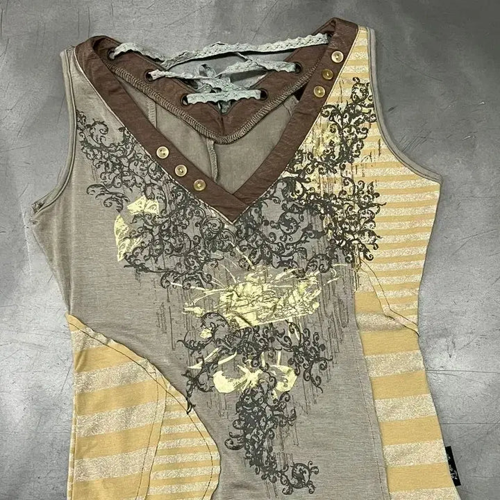 [BUNJANG] Oz Angelo Print Sleeveless Top / 오즈 안젤로 프린트 슬리브리스 y16518