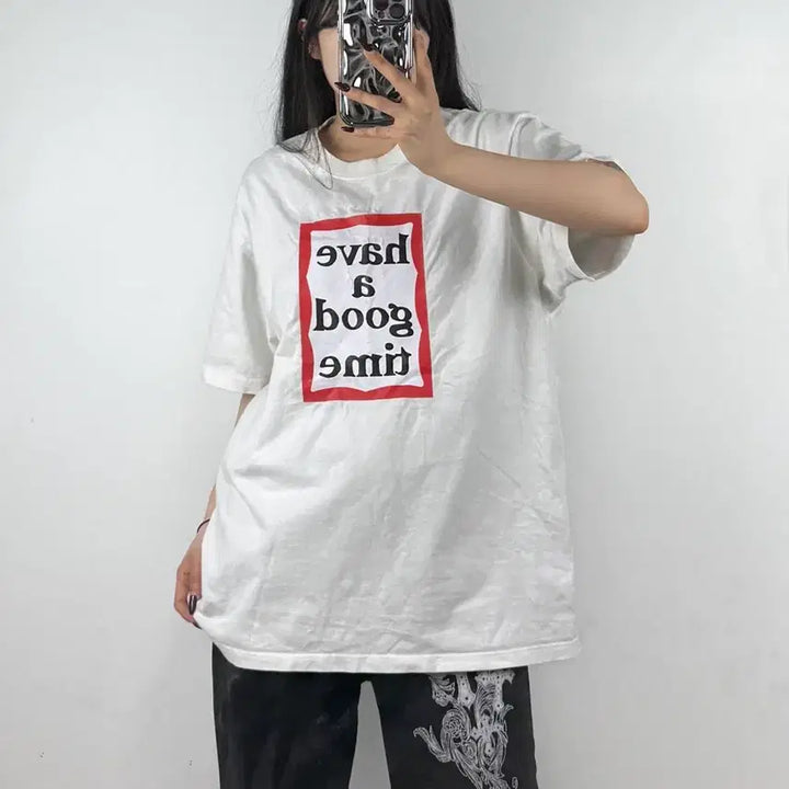 [BUNJANG] Have A Good Time Frame Logo Short Sleeve T-Shirt XL / 해브어굿타임 프레임 로고 반팔 티셔츠 E127