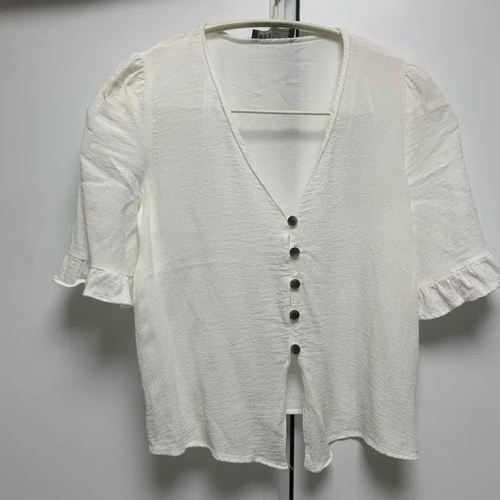 [BUNJANG] Zara White Short-Sleeve Blouse / 자라 화이트 반팔 블라우스