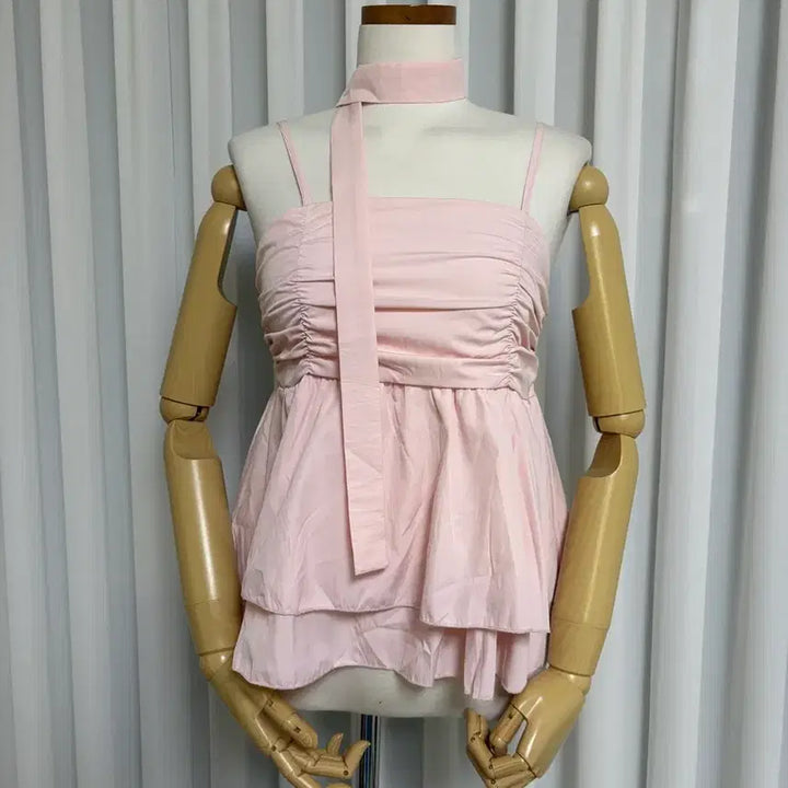 [BUNJANG] Smocked Sleeveless Blouse with Scarf Set / 머플러 세트 민소매 나시 블라우스