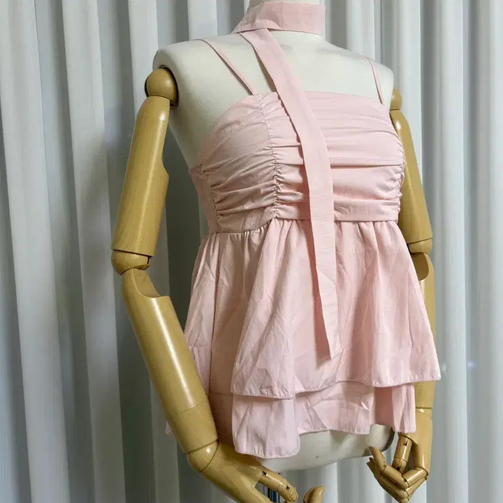 [BUNJANG] Smocked Sleeveless Blouse with Scarf Set / 머플러 세트 민소매 나시 블라우스