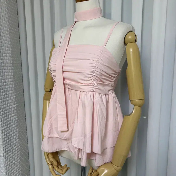 [BUNJANG] Smocked Sleeveless Blouse with Scarf Set / 머플러 세트 민소매 나시 블라우스