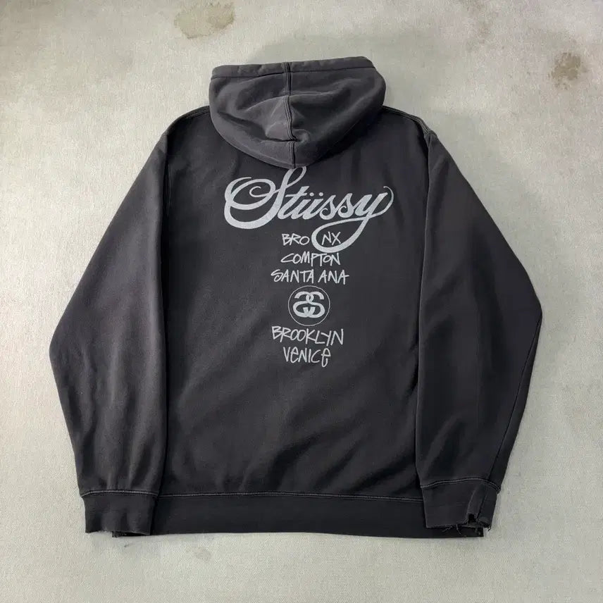 [BUNJANG] Stussy Charcoal World Tour Hoodie Size 110 / 110 스투시 챠콜 월드투어 후드티