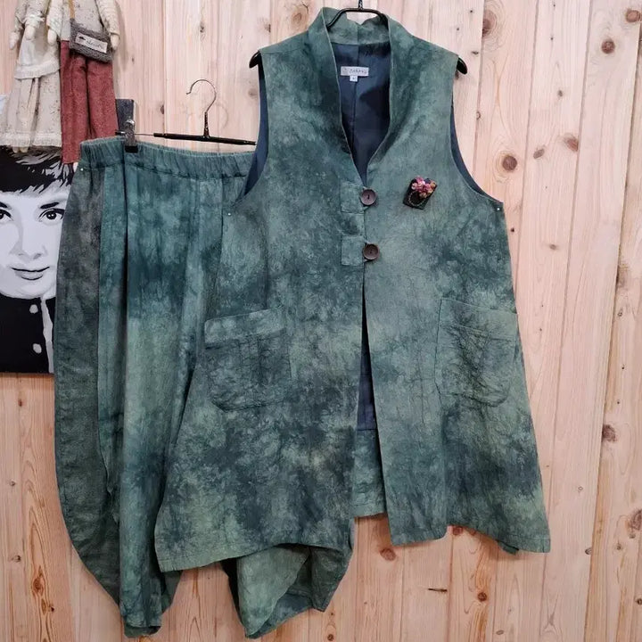 [BUNJANG] ZABANG Long Vest and Baggy Pants Set / 자방 (ZABANG) 롱 베스트  배기 바지 세트